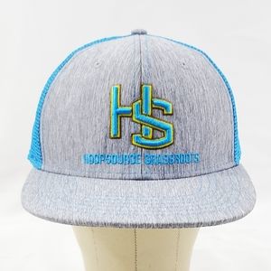 Hoopsource Grassroots Hat  Baseball Cap Snapback Blue Gray Mesh Back Trucker Hat